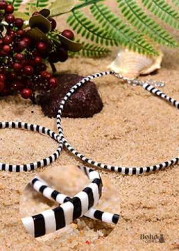 Boho Necklace, Tila Bead Choker with Bracelet, Color of Life